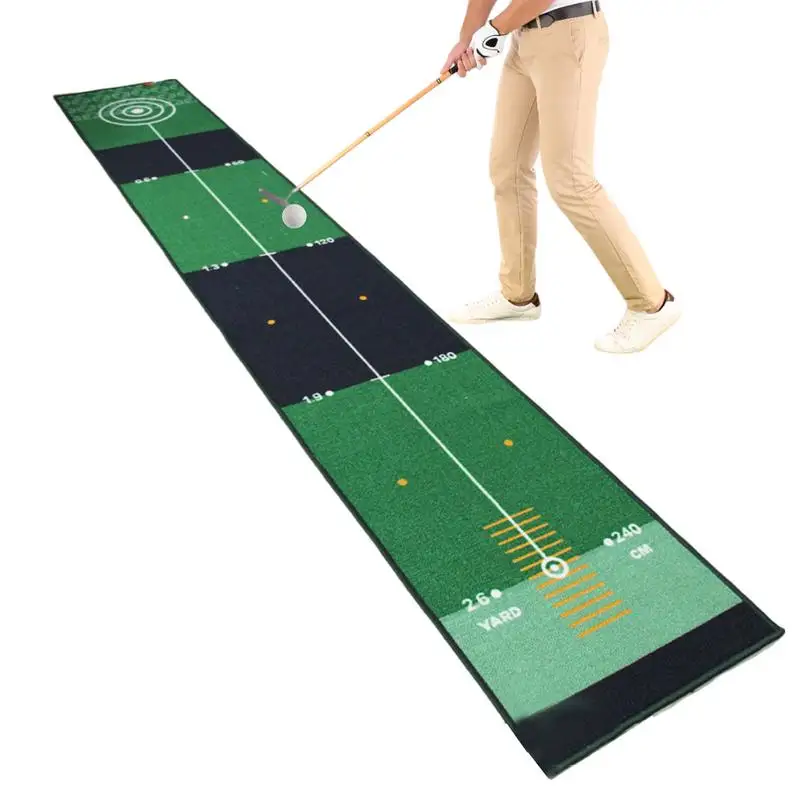 

Golf Putting Training Aid Green Golf Mastery Practice Equipment Putting Mat Indoor Golf with Distance Marker for Home Gym Patio