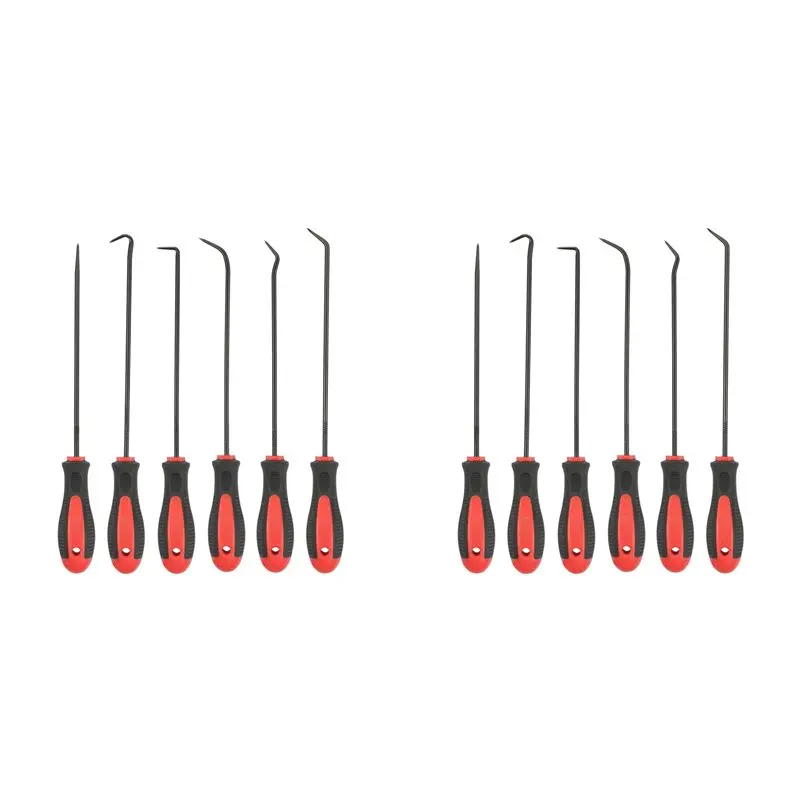 A04G-Extra Long Precision Hook And Pick Set, 12-Piece Set, Chrome Vanadium Steel Shaft, For Remove Hoses And Gaskets