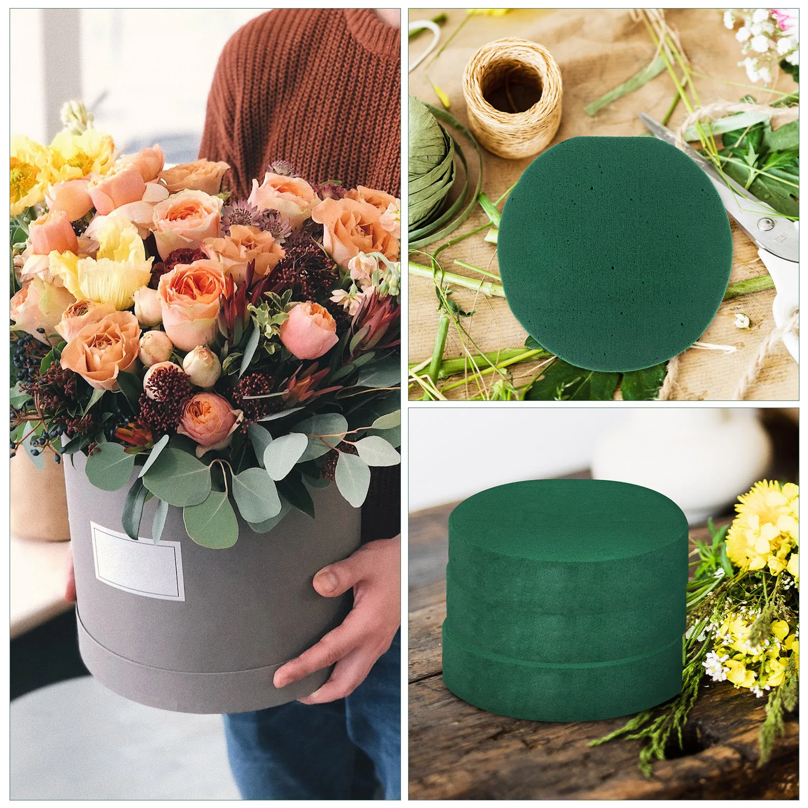 

6Pcs Green Floral Foam Blocks Reusable Flower Arrangement Supplies for DIY Fresh and Artificial Flower Displays