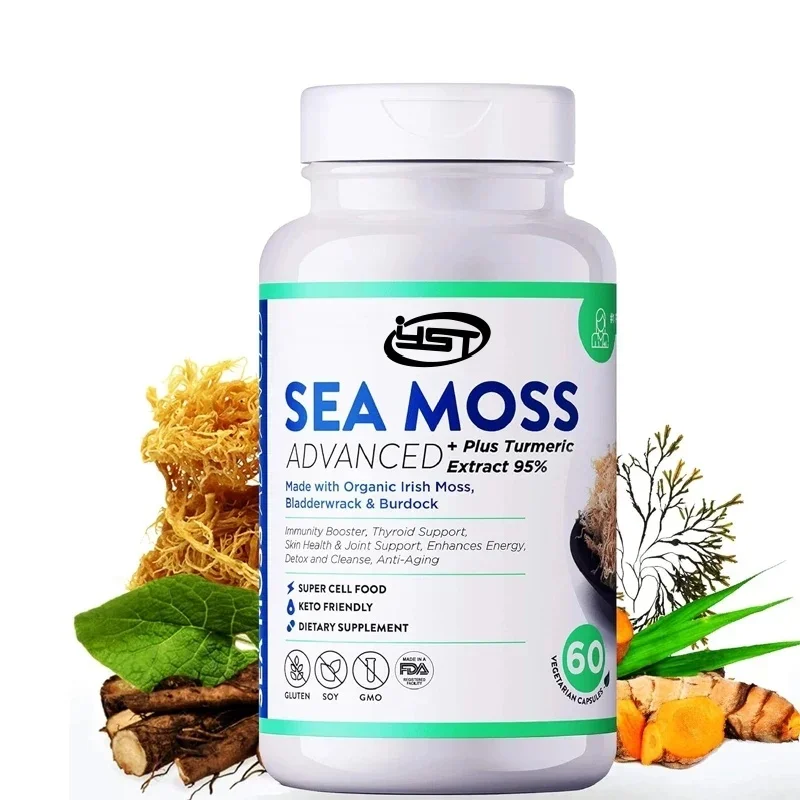 1500mg Organic Irish Seaweed Capsule Maximum Absorption+95% Curcumin Containing Bladder and Burdock Root 60 Capsules