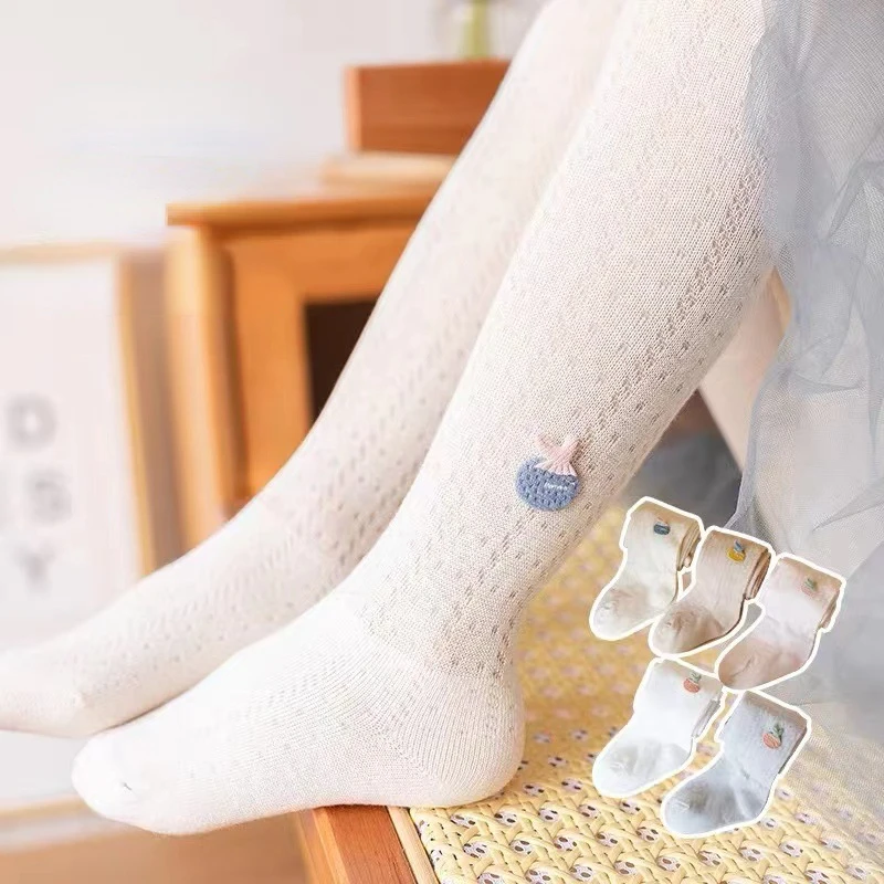 Children Summer Thin Pantyhose Girls Striped Mesh Anti-mosquito Socks Baby Cartoon Cotton Socks Babies Tights Stockings Items