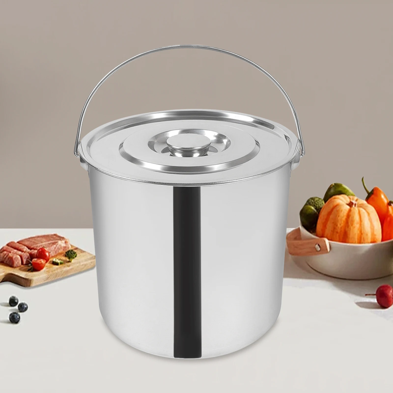 20L Stainless Steel Bucket With a Water Spoon Kitchen Bucket Stainless Steel Milk Bucket Sturdy and Durable Large Capacity