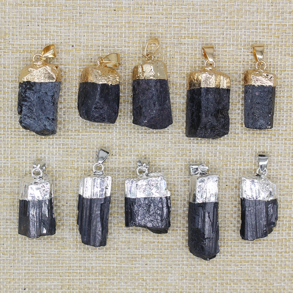 Z 10Pc Natural Black Tourmaline Gem Reiki Healing Count Pendant Nunatak Raw Energy Chakra Natural Stone Pendant e018