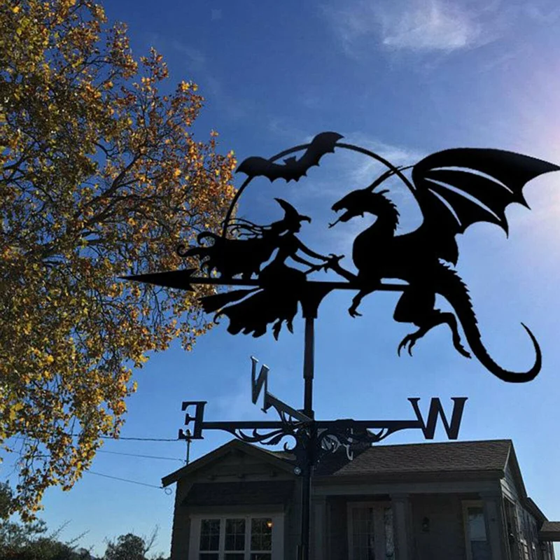 Retro Weather Vane Farm Weather Vane Wind Direction Indicator Witch&Dragon