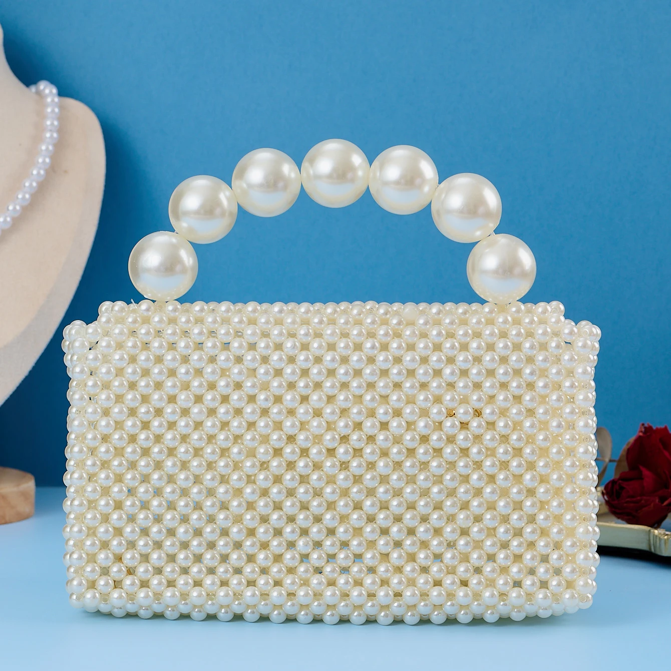 

Wedding Luxury Bucket Tote Bead Woven Women Party Straw Ladies Evening Cute Woman Purse and Handbag Clutch Pearl Bag