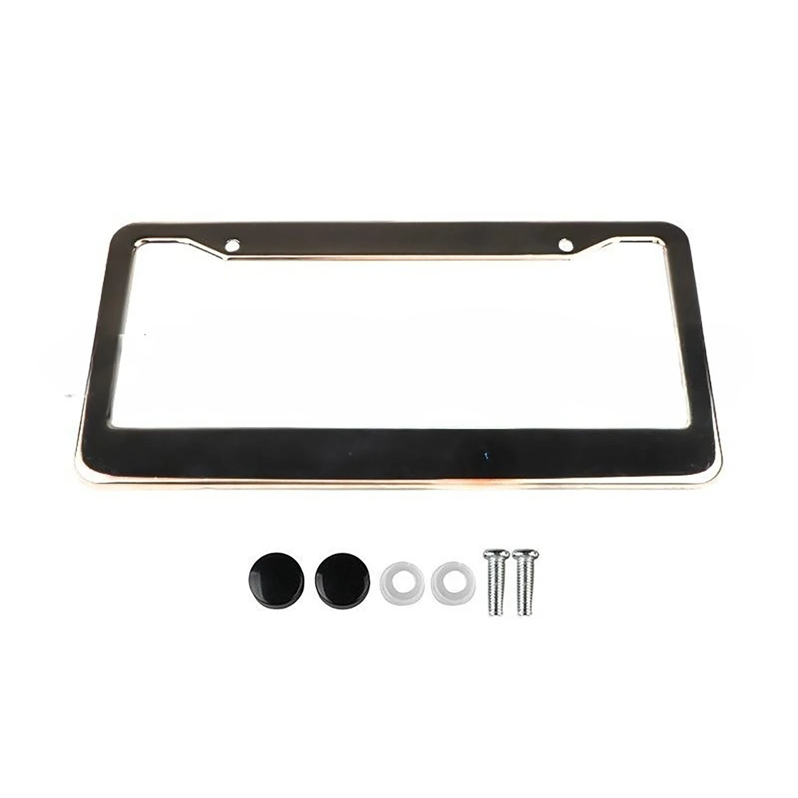 2Pcs/Set US Model License Plate Frame Tag Cover Screw Caps Kit Universal Mirror Finish Stainless Steel Frames Car Auto Accessory