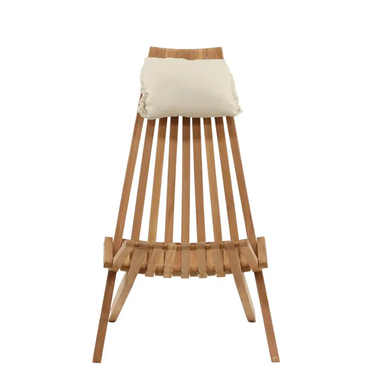 Wabi-sabi teak outdoor lounge chair foldable courtyard wooden chair, bed and breakfast style balcony seat