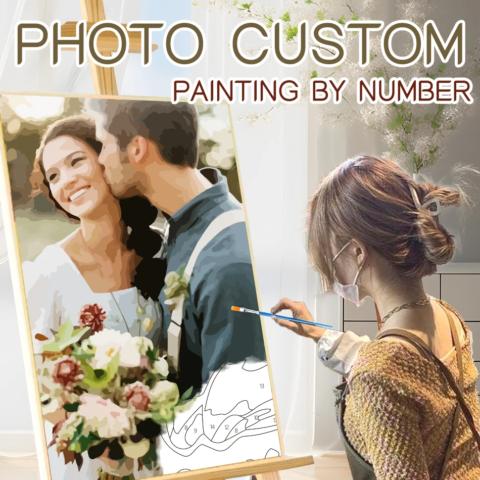 Photo Custom DIY Painting By Numbers Digital Oil Painting For Beginners Coloring By Numbers HandPainted Valentine's Day Present
