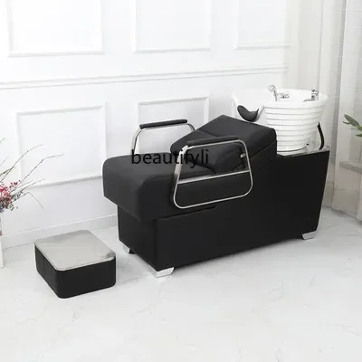 Hairdresser shampoo bed, special high-end shampoo bed, hairdresser, flush bed, ceramic basin, semi-reclining bed