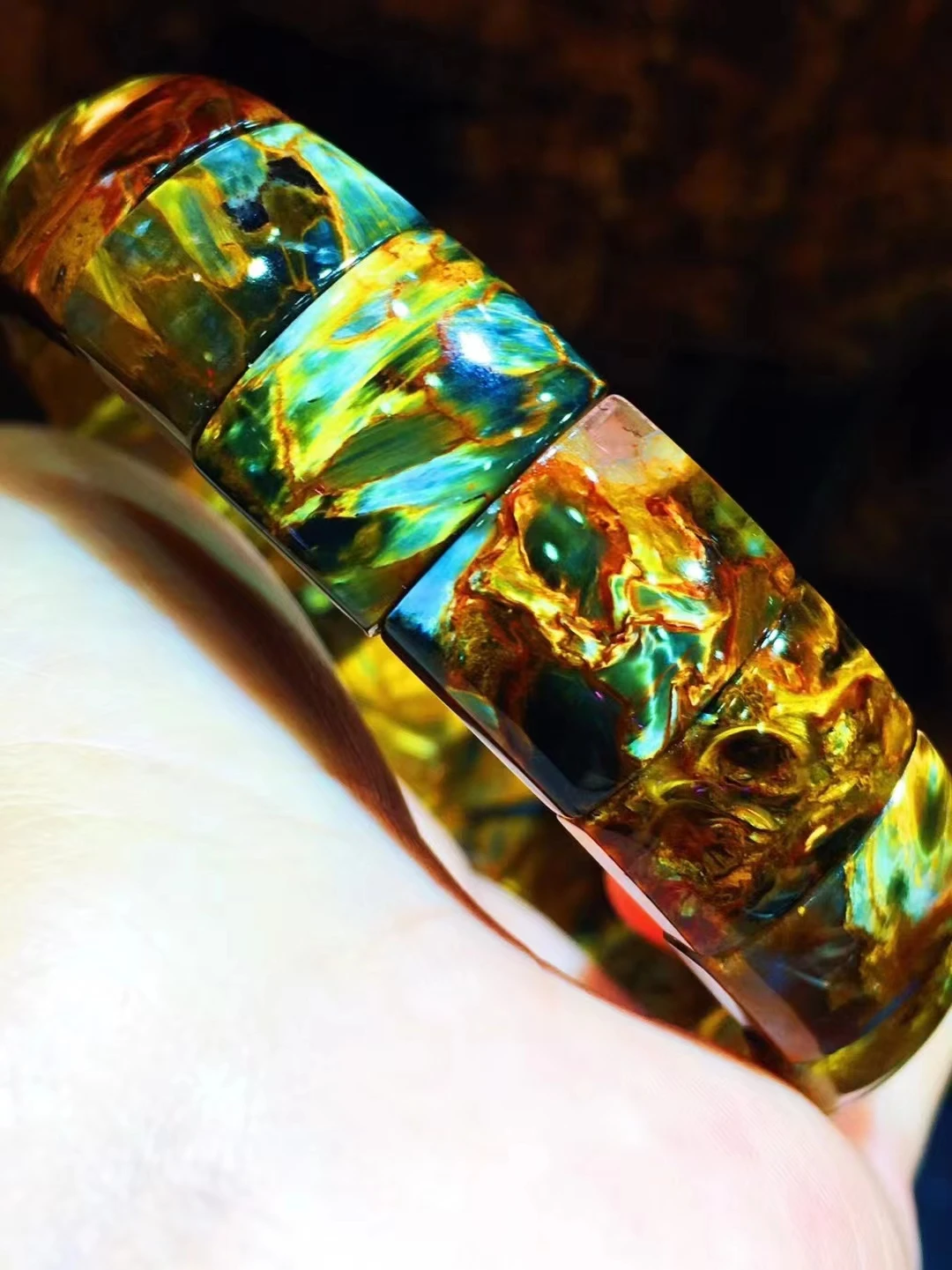 Natural Blue Yellow Pietersite Chatoyant Bracelet Jewelry 15.2x12x6.8mm Rectangle Healing Cat Eye Namibia Women Men AAAAAA