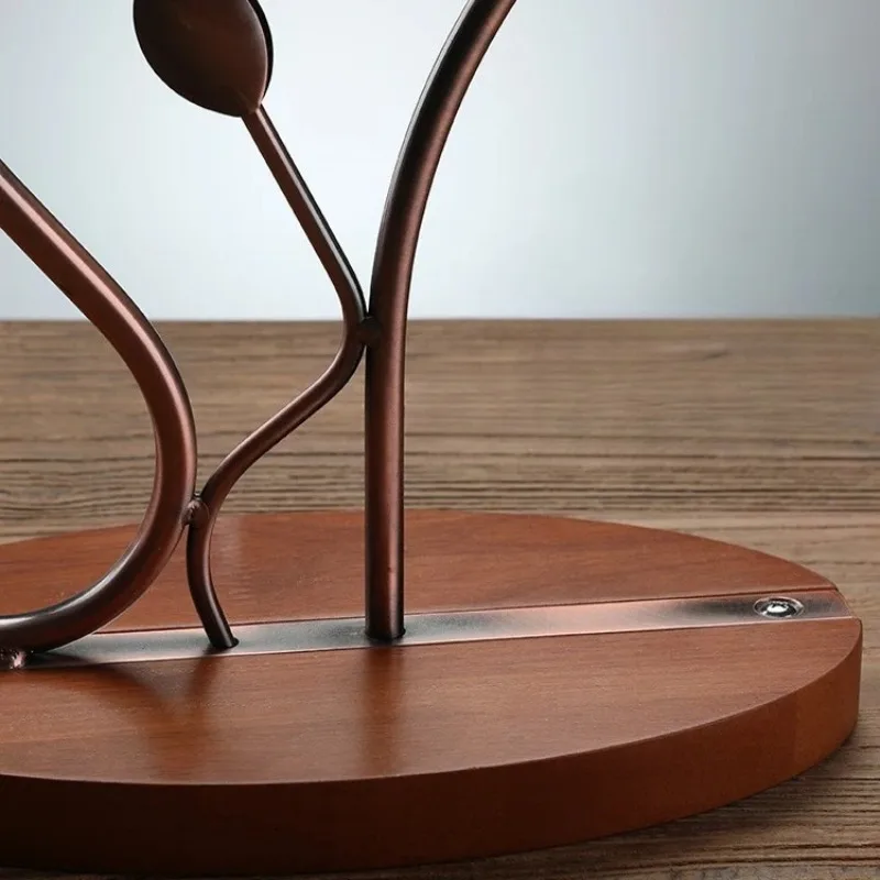 Solid Wood Wine Rack with Integrated Decanter Stand Creative Hanging Glass Holder European Style Decanter Rack for Home Decor