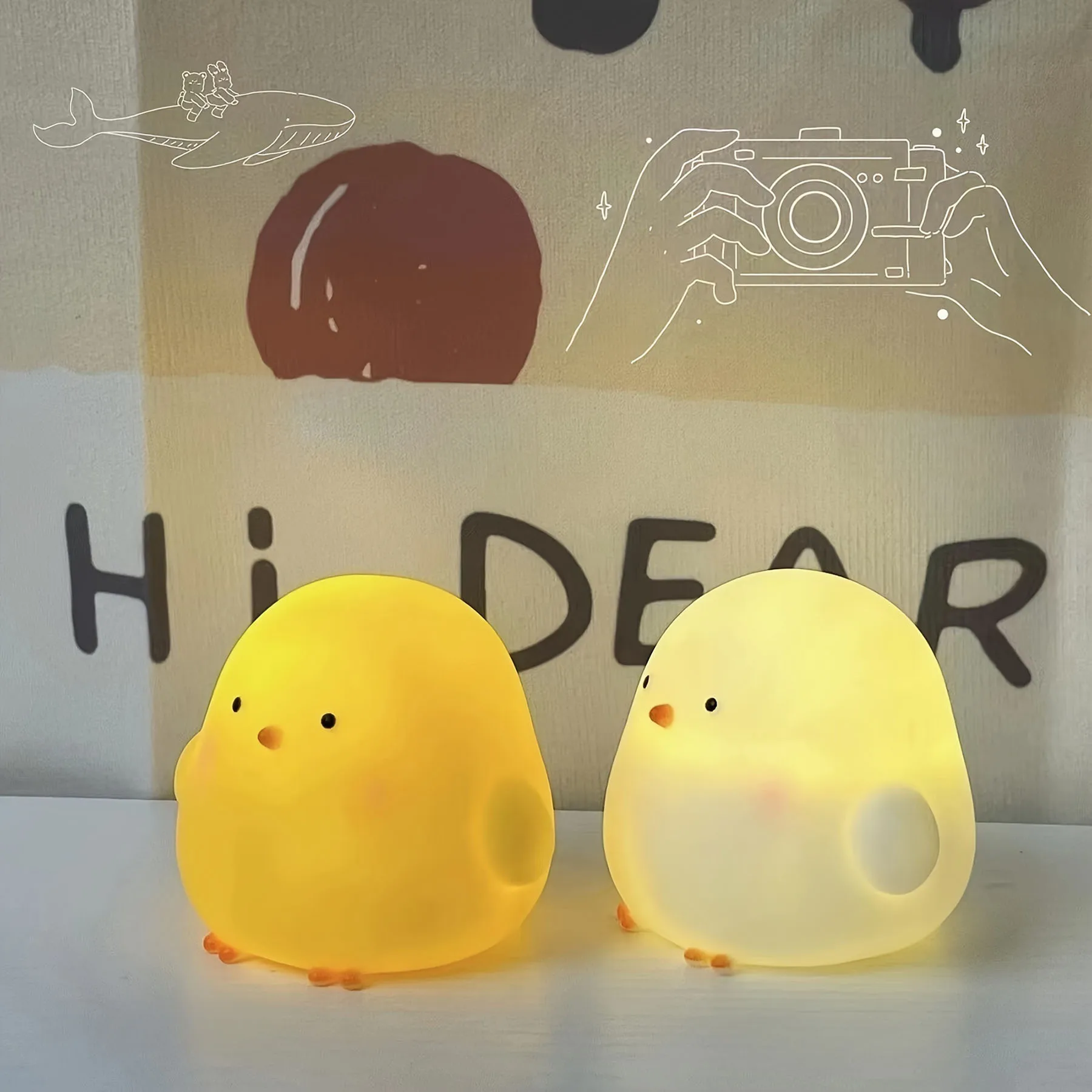 1pc Creative Cartoon Chicken Night Light, Bedside Bedroom Led Night LightBattery Version Charging Night light