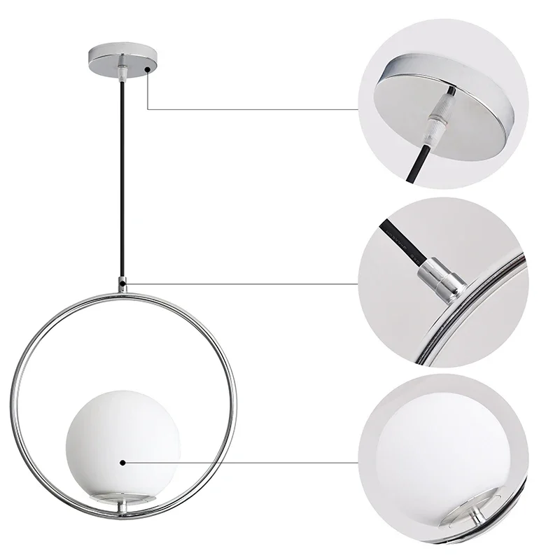 Lampade a sospensione a sfera di vetro nordico cucina moderna lampada a sospensione a LED sala da pranzo lampadario a sospensione in ottone nero cromato LightingL