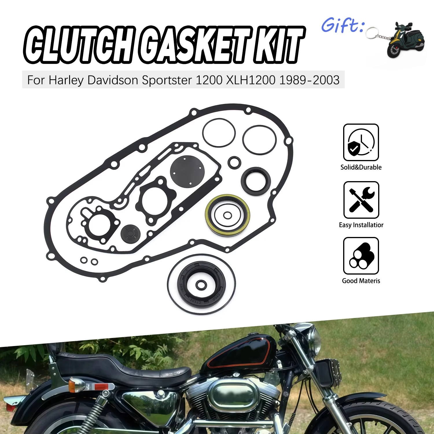 

Cover Gasket Kit For Harley-Davidson Sportster XLH1200 S C Sport Custom Anniversary Motorcyle Parts Clutch main assembly gasket