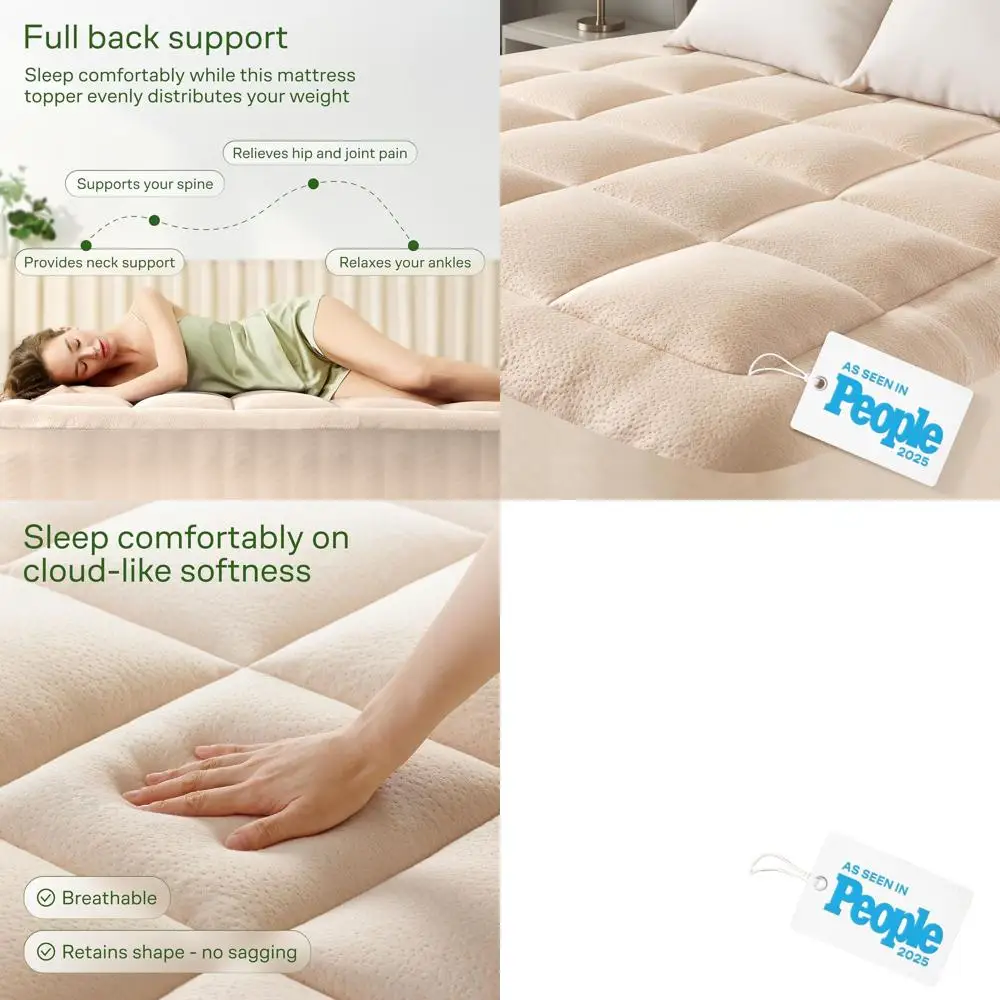 

Bamboo Viscose Full Size Mattress Topper with Pillow Top for Back Support and Cooling Comfort