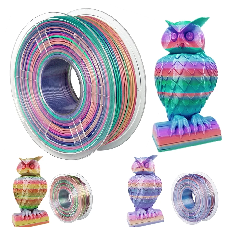 

3D Silk PLA Colorful 1.75mm 3D Printer Filament 500g/1kg Silky Printing Material Multicolor Ramdon Rainbow Filamento impresora