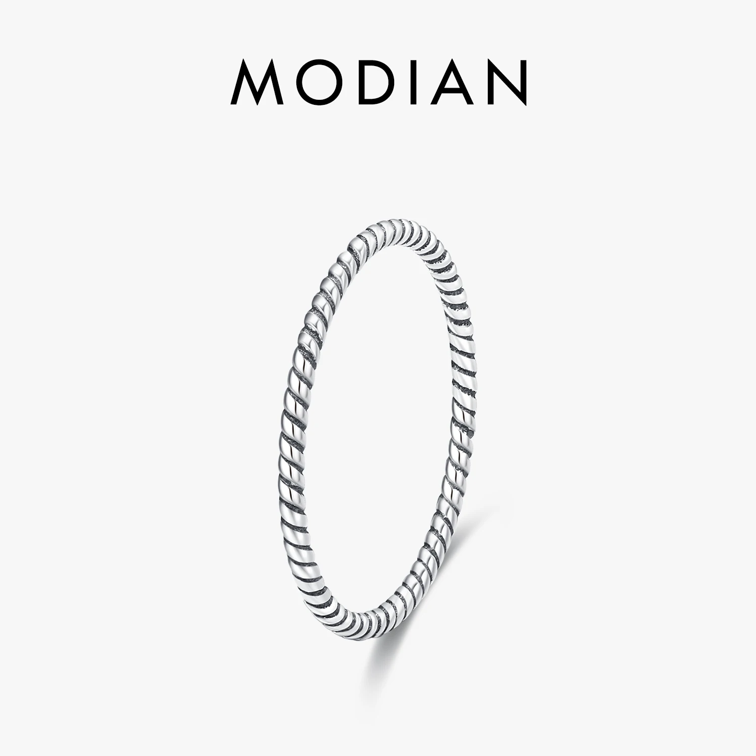 MODIAN Simple 925 Sterling Silver Twisted Vintage Ring Classic Retro Holiday Party Stackable Rings For Women Fine Jewelry Gifts