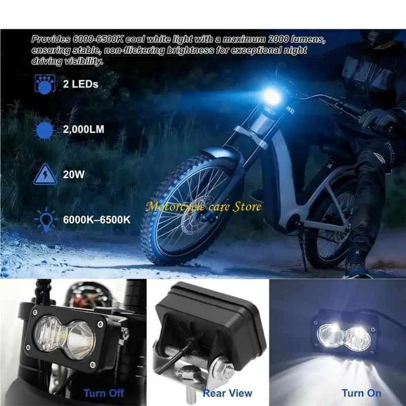 U75F 6000-6500K Powerful 20W LED Headlight For Ridstar Electric Motorcycles Commuters Bikes With Easy Plugs Play Setups