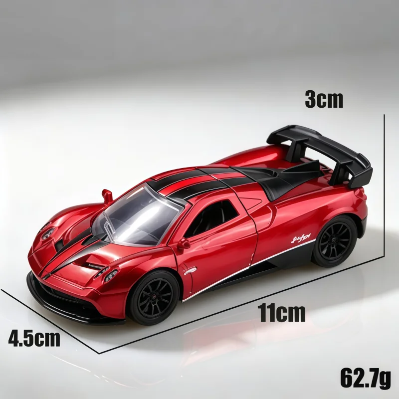 Alloy die-cast supercar model toy, pull-back simulation sports car with openable doors, 1:32 scale multi-colored collectible veh view 5
