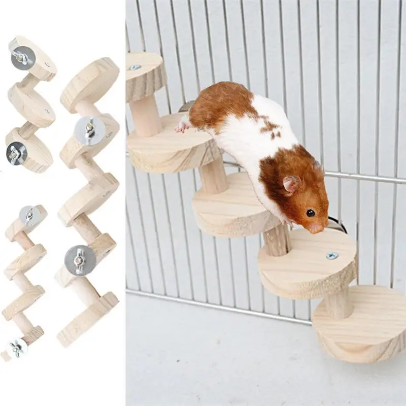 Hamster Climbing Ladder Parrot Wooden Climbing Ladder Toy Bite Resistant Bird Ladder All Purpose Parrot Ladder Hamster Climbing