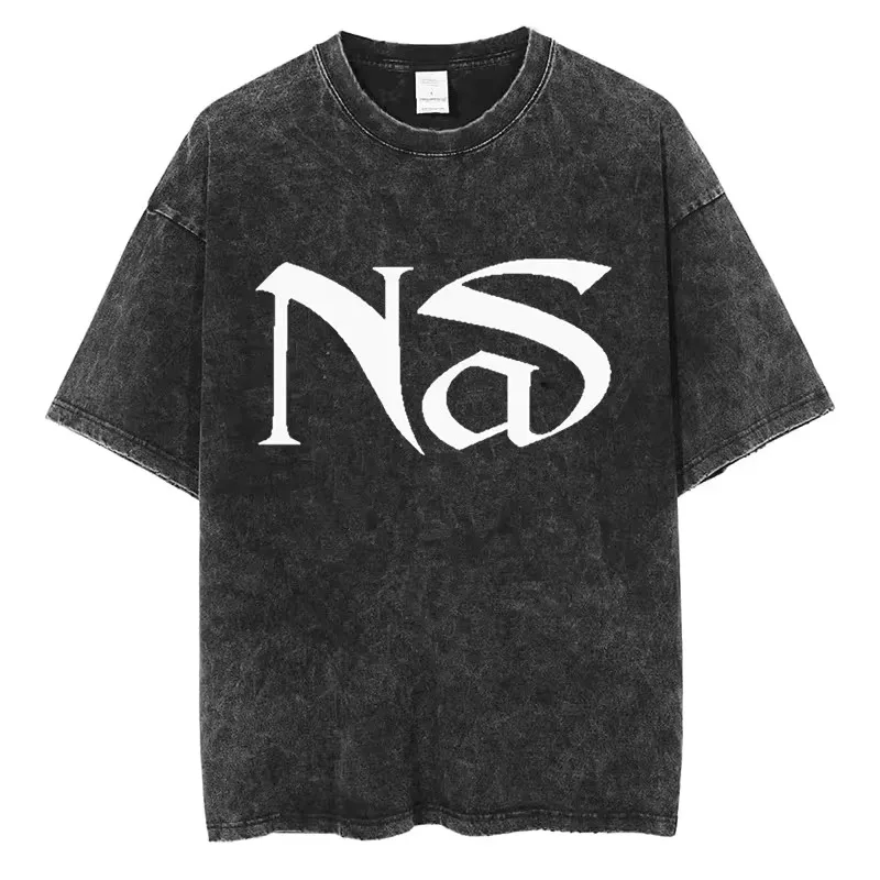 NAS ILLMATIC Alphabet Print T-shirt High Street Fashion Men Women Hip Hop Tshirt Cotton Oversized Vintage Short Sleeve Tees