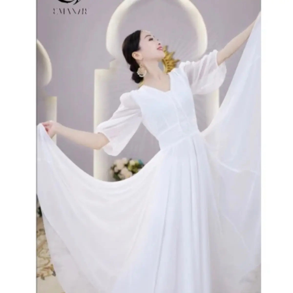 A6019 Exotic Style New Chiffon Solid Color Slim Fit and Elegant Dance Dress Summer Women's Wear