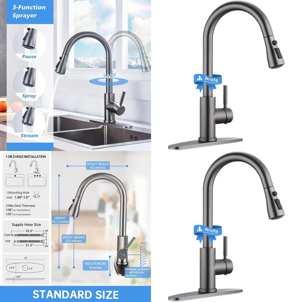

Single Handle Pull-Down Sprayer Black Stainless Steel Kitchen Faucet for Commercial and RV Sinks