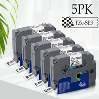 3PK/5PK TZe-SE3 Compatible Brother Security Tapes for Brother P-touch Label Maker 12/18/24mm Label Ribbon TZeSE3 TZeSE34 TZeSE3