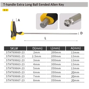 Extra long hexagonal stanley-chave, allen key, t-handle, hexagonal key, t-bar, long key, 2mm, 2.5mm, 3mm, 4mm, 5mm, 6mm, 7mm, 8mm, 1 pc 8 Main Sales Stanley Tools - №5