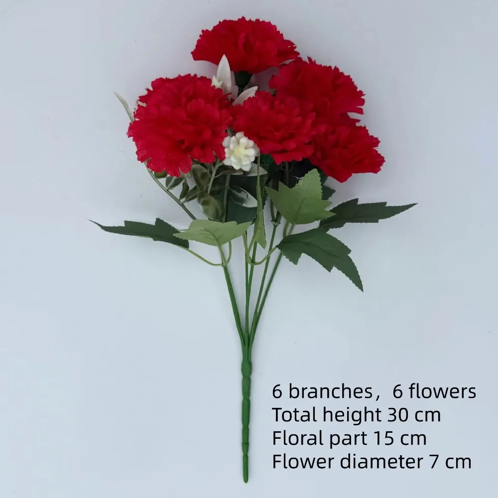 20PCS 6-Head Rayon Carnation Fake Flower Bouquet Living Room Outdoor Wedding Flower Arrangement Wreath Fast Delivery