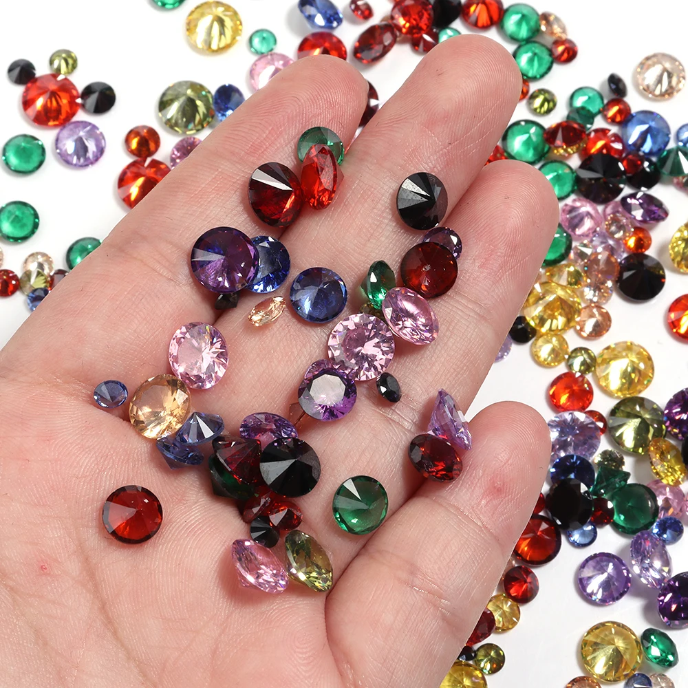 

4-8mm Color Round Zircon Gem Stone Cut Synthetic Rhinstone Loose Beads for DIY Crafts Ornament Making Garment Decor Accessories
