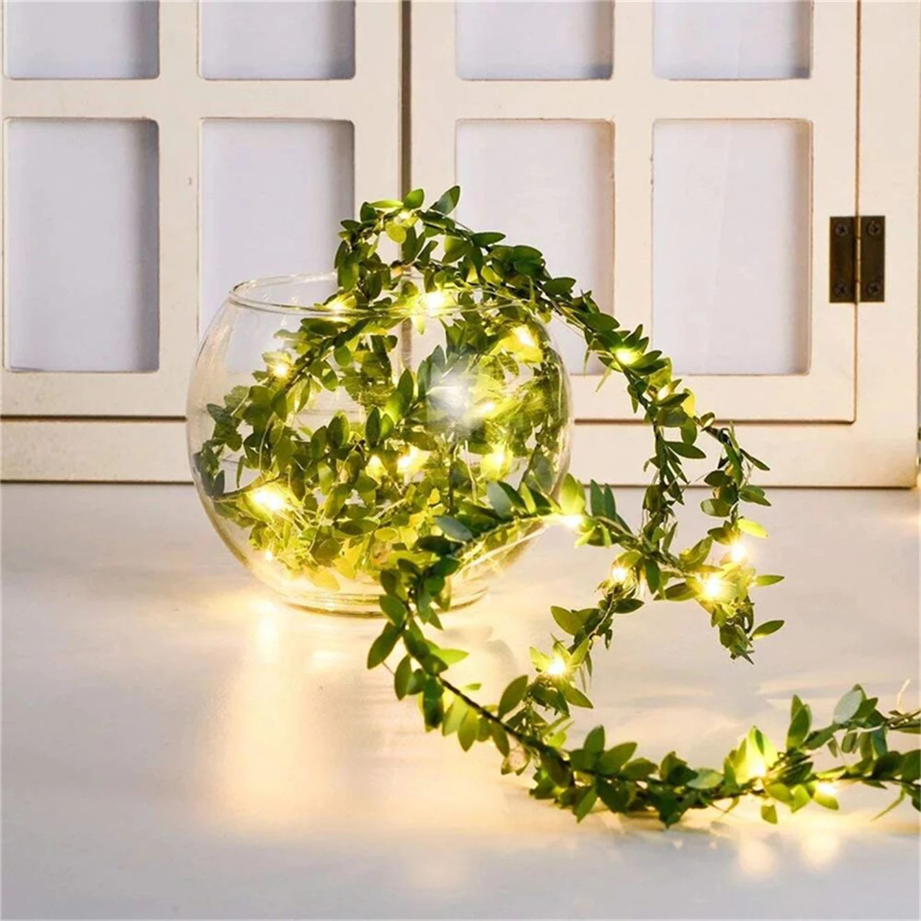 2/5/10M Artificial Hanging lvy Leaf String Lights Battery Garland Plants Vine Leaves LED Copper Wire Light Home Bedroom Decor