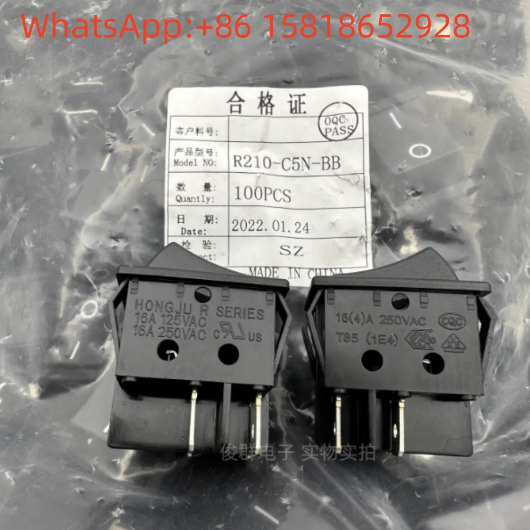 5pcs Taiwan HONGJU R SERIES R210-C5N-BB rocker switch 4-pin 2-position black 16A