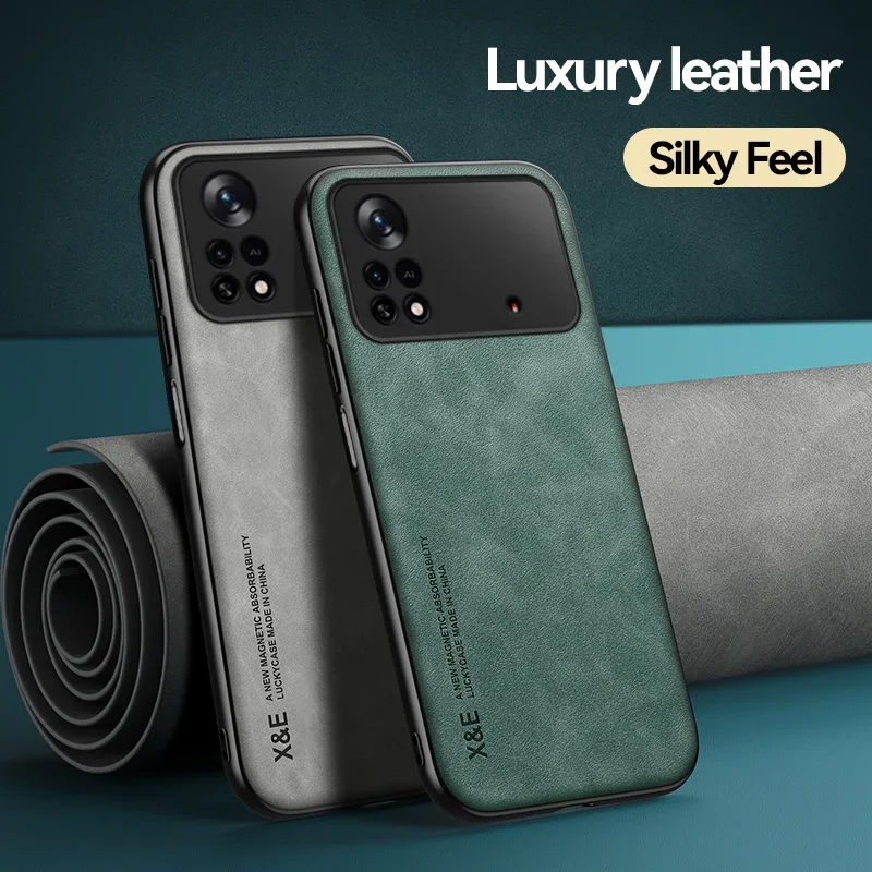 For Poco X4 Pro Case Leather Sheepskin Soft Frame Shockproof Phone Case for Xiaomi Poco X4 Pro 5G