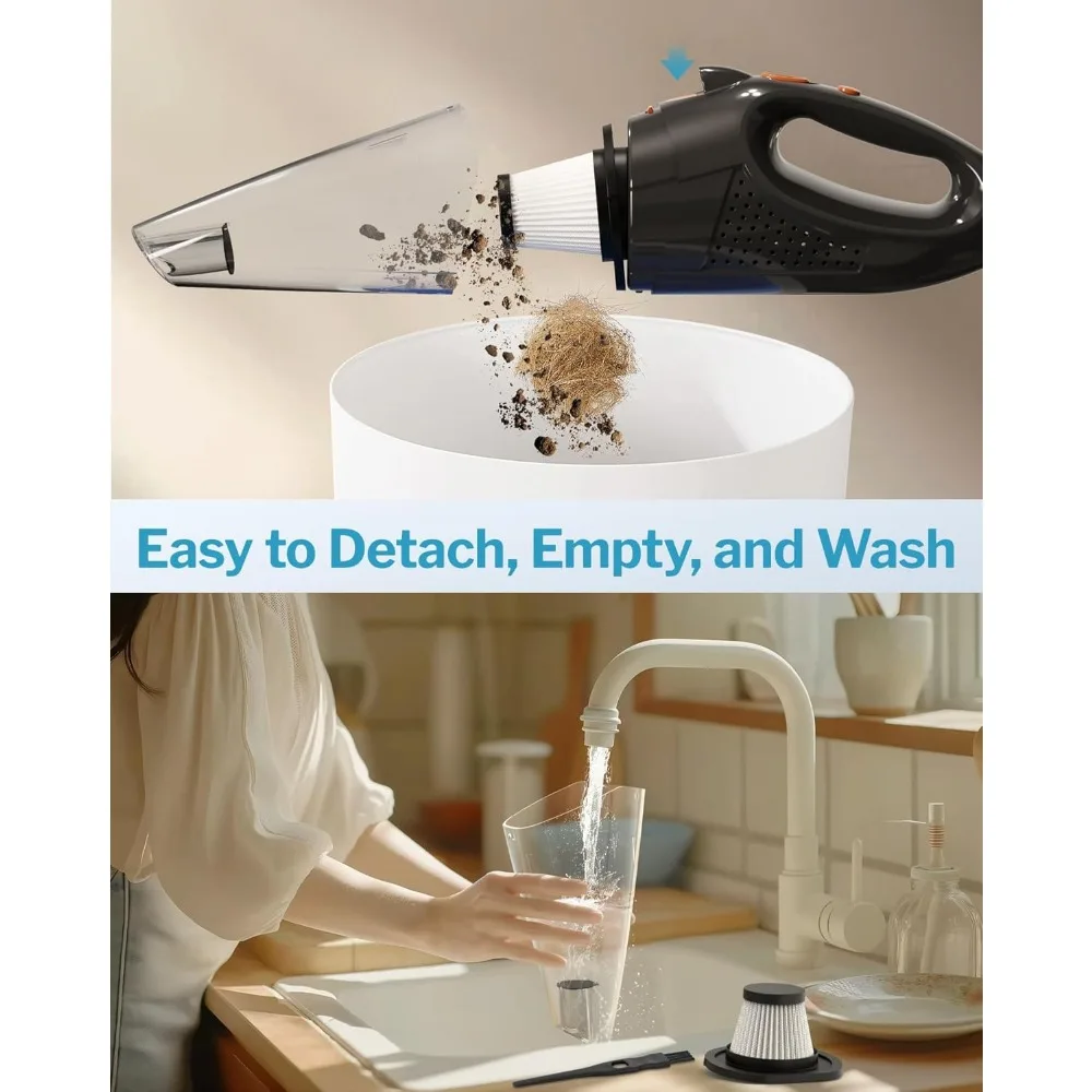 필터 2개가 포함된 휴대용 진공 무선, 고속 충전 기술이 적용된 차량용 진공 청소기 고출력, 휴대용 충전식 미니 진공