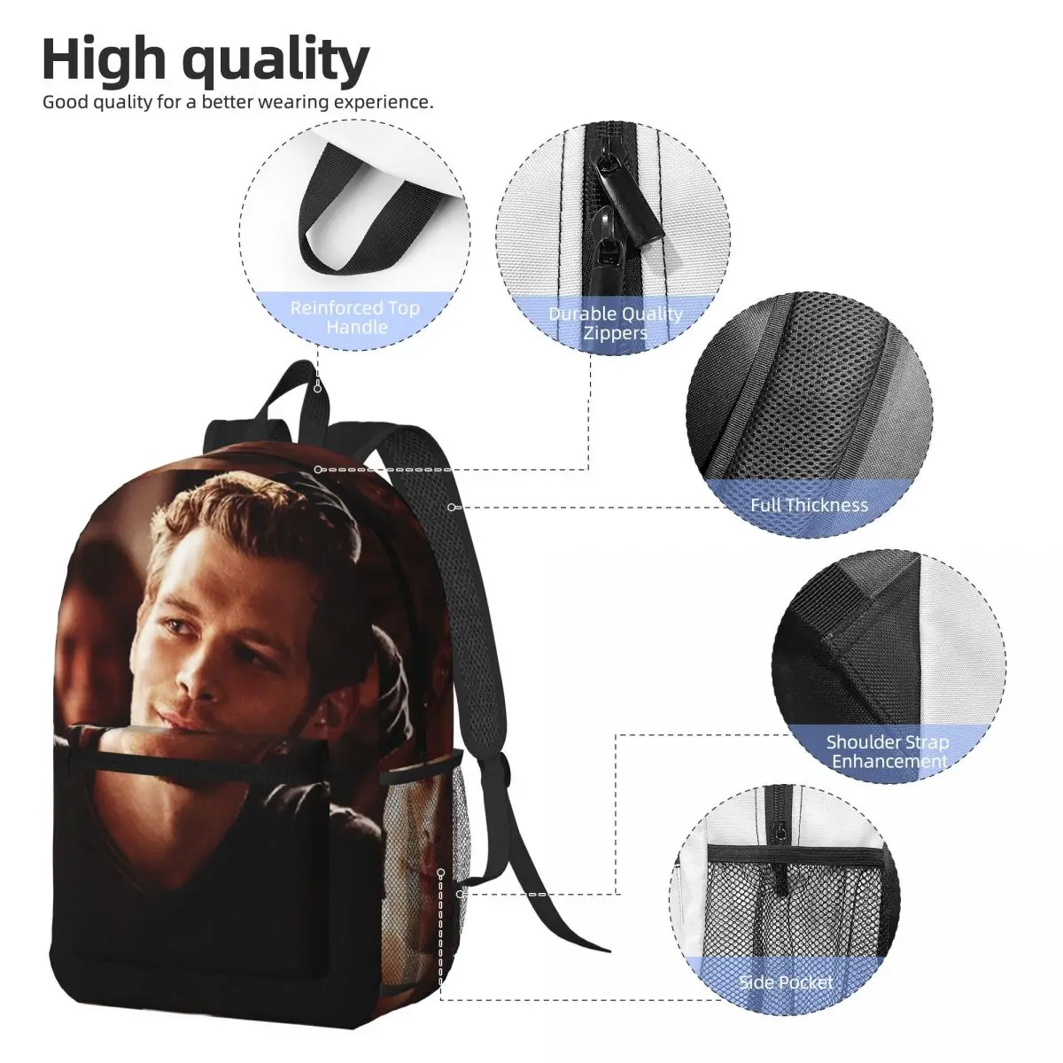 Klaus Mikaelson Backpack Daypack Large Capacity Kids BookBag School Bag Shoulder Bags for Men Women