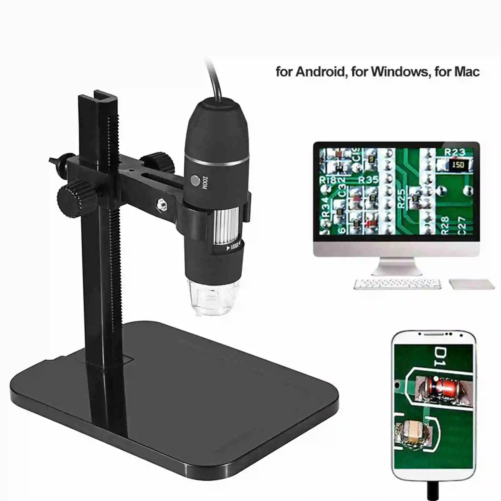 Portable Electronic Microscope 1000x Microscope 8 LED High Definition USB Digital Electronic Microscope with Adjustable Stand