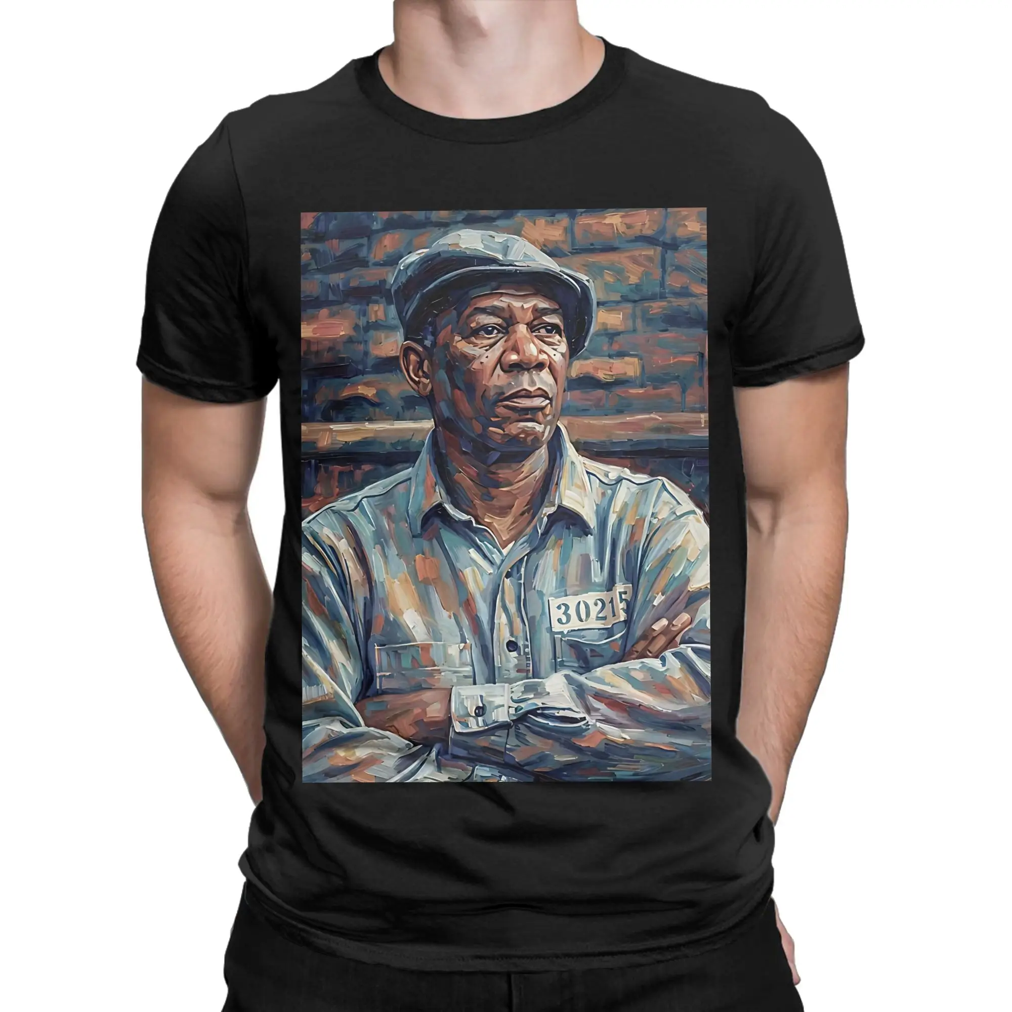Portrait Painting of Morgan Freeman Funny 100% Cotton T-Shirt The Shawshank Redemption Tees Tops For Men