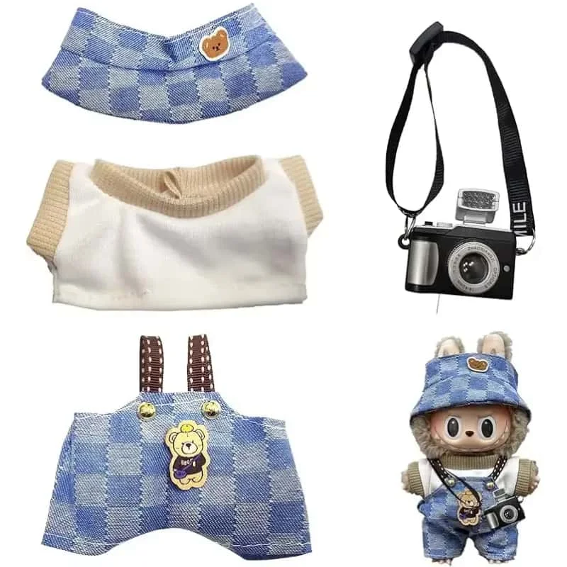 Mini ropa de muñeca de peluche, accesorios para la Corea, Kpop Exo, 15-17cm, Labubu Idol V1 V2, conjunto de monos, regalo de ropa