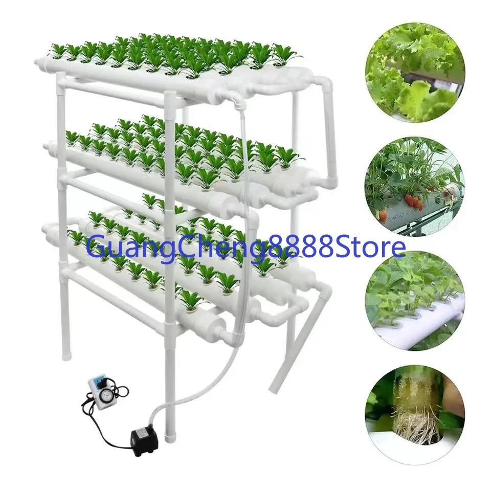 

108 Holes Pipe Grow Kit NFT Indoor Greenhouse Planting Box Gardening System Nursery Pot Hydroponic Rack