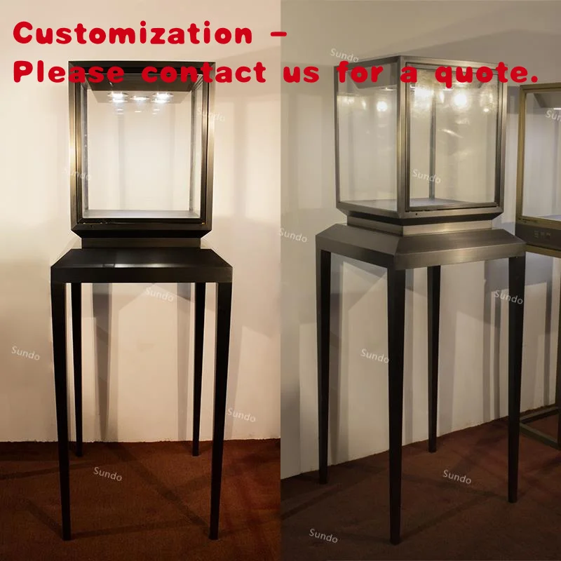 

custom.High-End LED Light Glass Showcase Jewelry Display Cabinet Lock Customizable Size Luxury Shopping Malls Jewelry Retail