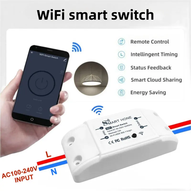 WiFi Smart Switch Circuit Breaker AC100-240V Tuya Smart Life Mobile APP Remote Control Supports Alexa Google Home Voice Control