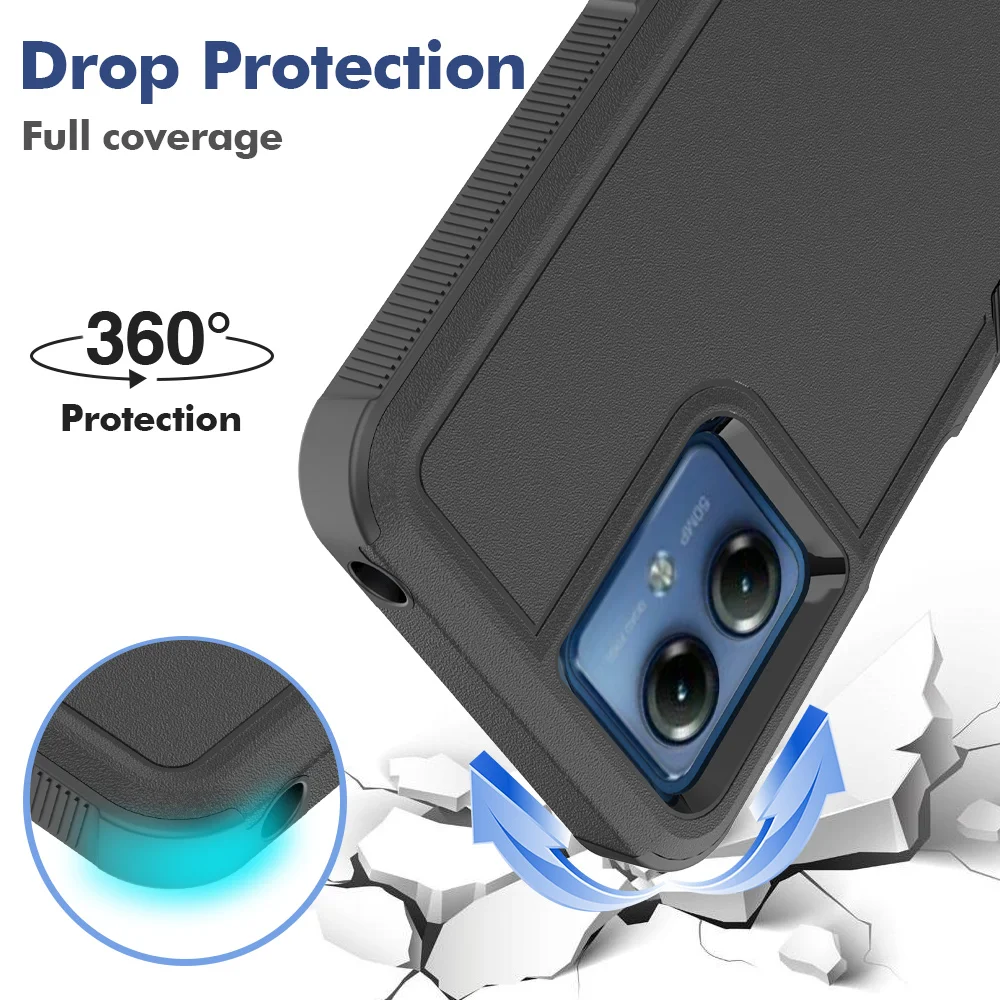 Heavy Duty Rugged Armor Shockproof Phone Case For Motorola Moto G14 G54 G84 Soft TPU Frame Hard Plastic Protective Back Cover