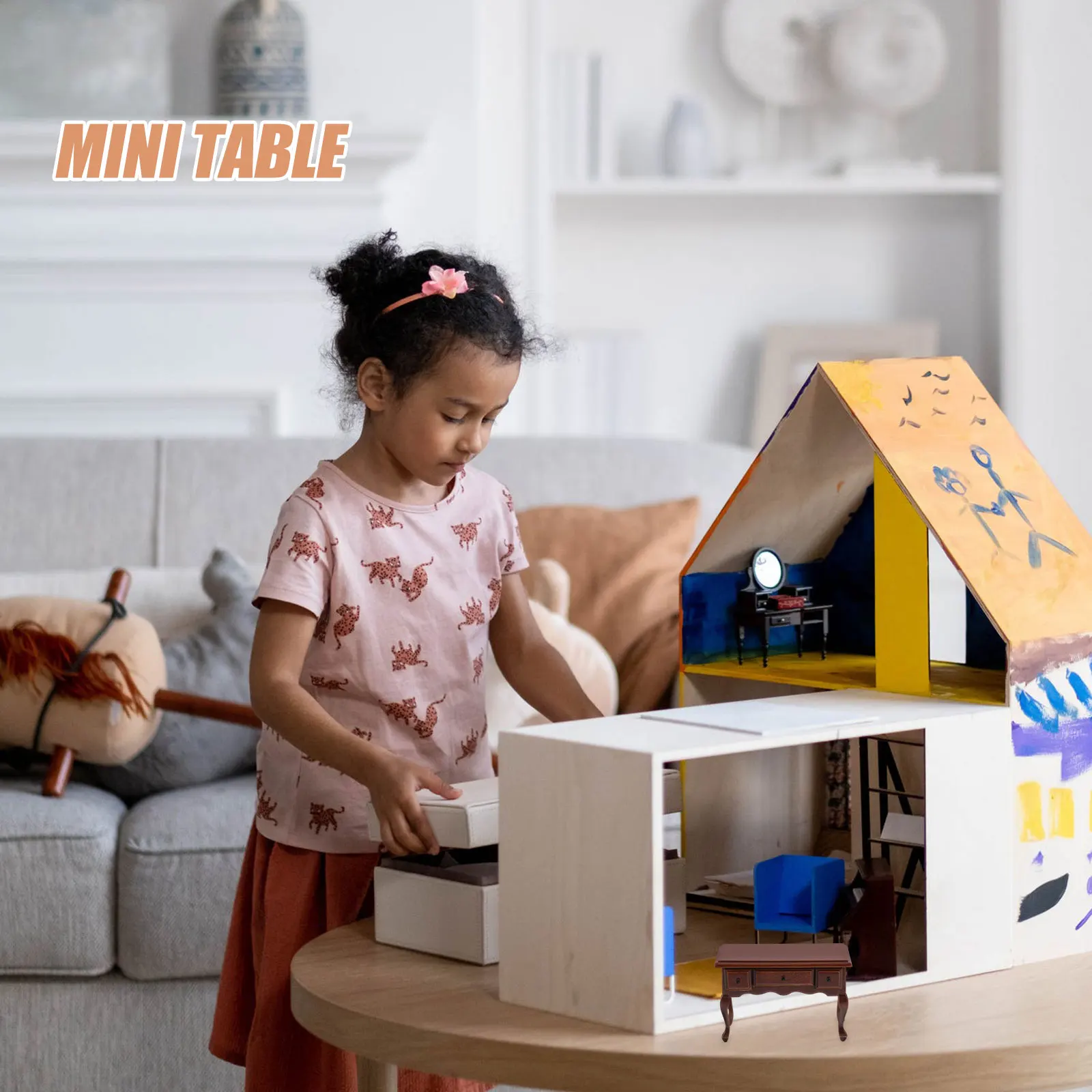1 stuks miniatuur poppenhuismeubilair lichtbruine houten tafel realistisch ontwerp mini-keukenaccessoires veelzijdige compatibiliteit