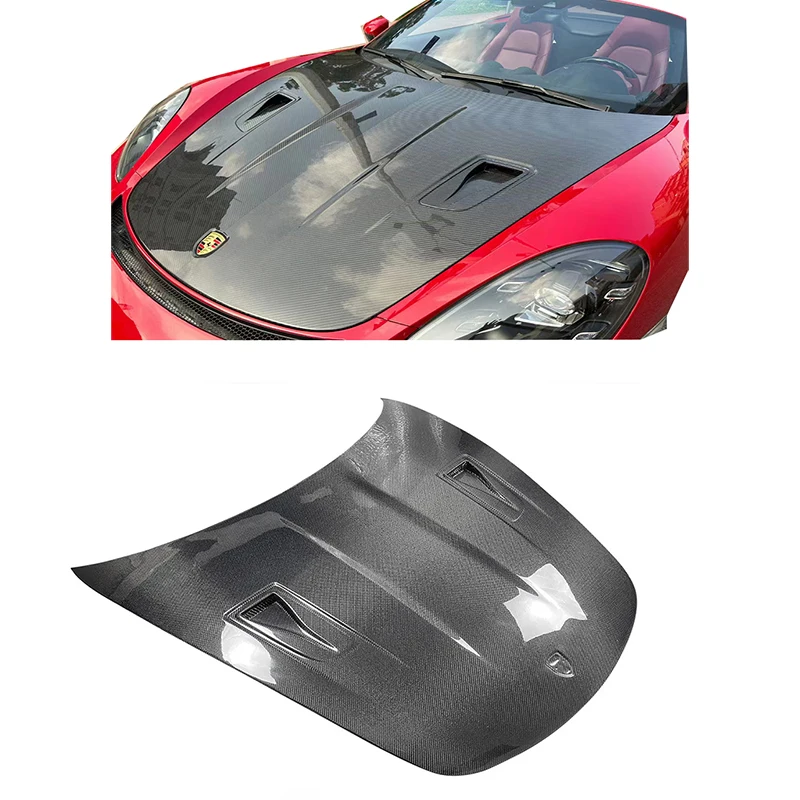 

2025 НОВЫЙ сухой/влажный капот из углеродного волокна GT4RS для Porsche 718 981, обновленная крышка двигателя GT4RS, идеальная посадка