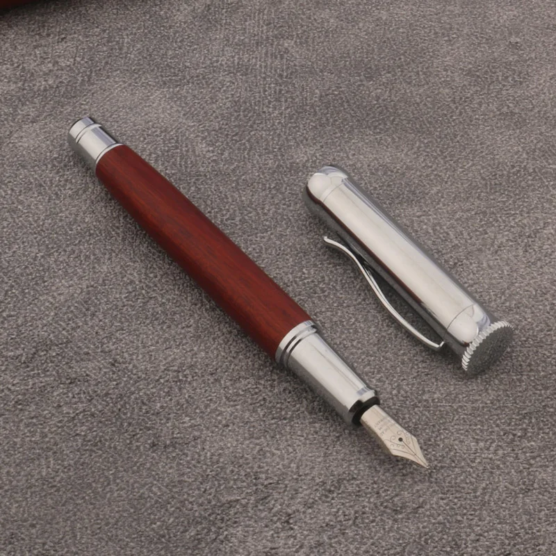 High Quality Brand red wooden Fountain Pen Calligraphy Stationery Office School Supplies Writing Gift Ink Pens