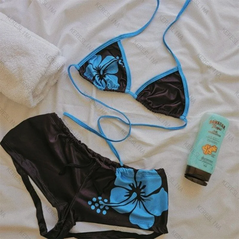 

Модные летние комплекты бикини с подвязками на шее в стиле Y2K, европейско-американский тренд, милый, сексуальный, пикантный стиль для девушек, субкультура.