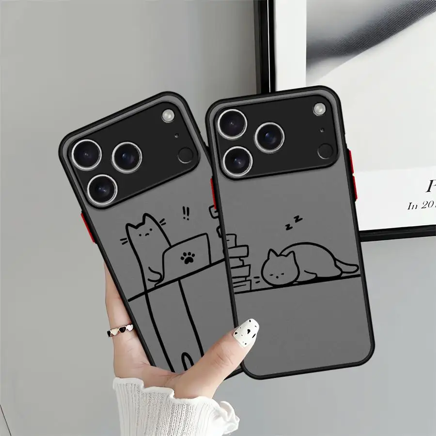 حافظة لهاتف ابل ايفون 17 اير اكس اس ماكس 13 ميني 7 8 12 13 11 برو ماكس 15 16 14 بلس غطاء ناعم لطيف كات #1