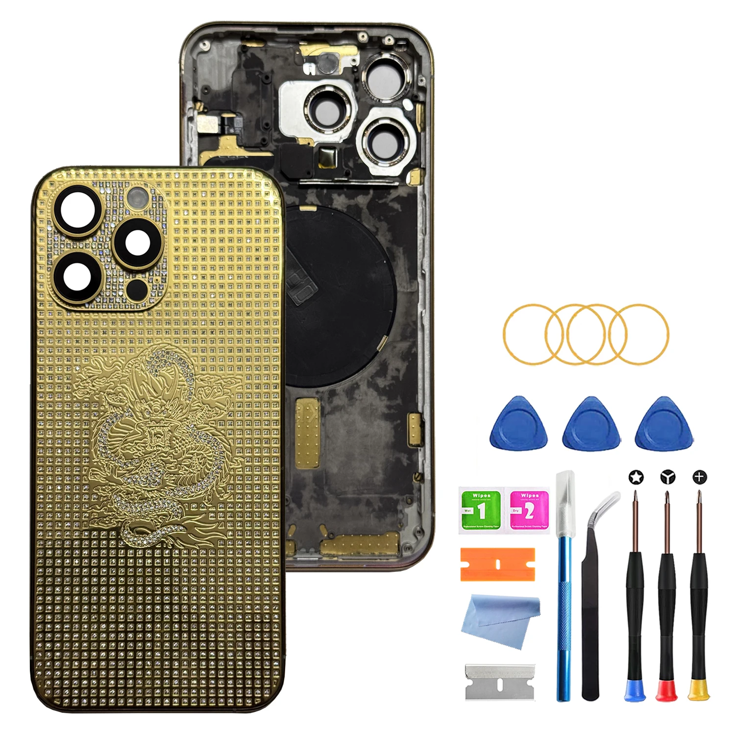 Custom Back Cover Housing Replacement Case for iPhone 15 Pro Max, MagSafe Compatible, Repair Tools Included