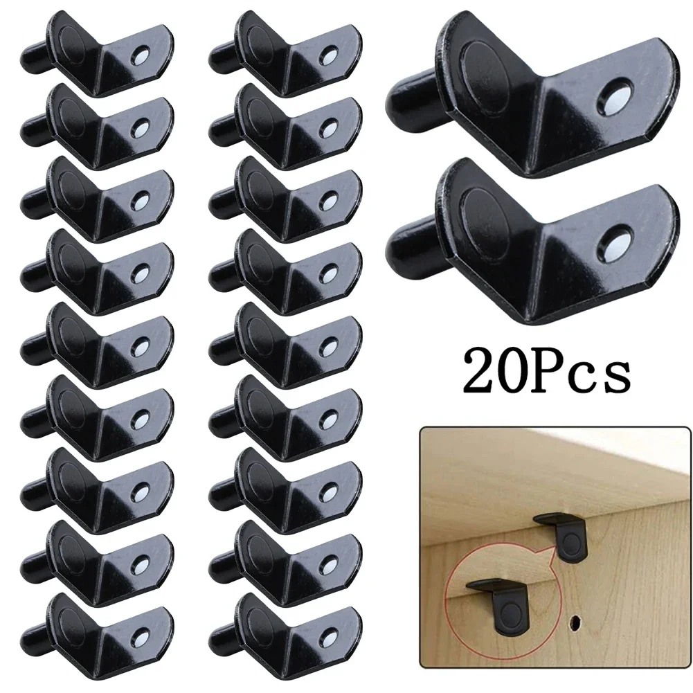 20Pcs Shelf Brackets Support Studs Pegs Pin 5mm Shelves Seperator Fixed Cabinet Bookcase Wall Mount Holder Cabinet Hardware